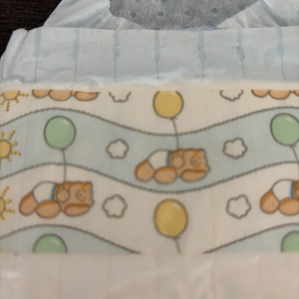 1 Vintage Pampers Diaper 80's 1987 Baby Teddy Bears And Balloons Newborn Plastic